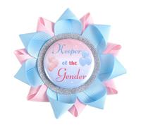 Keeper of the Gender Pin, 3.74in Pink or Blue Gender Reveal Brooch Boy or Girl Unveiling Party Button for Baby Shower Decor