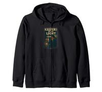 Keepers of the Light Shirt Lighthouse Captain Maine Art Zip Hoodie