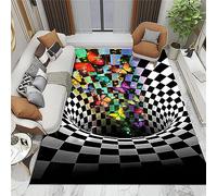 keephen 3D Optical Illusion Rectangle Area Rug Vortex Carpet Non-Slip 3D Vortex Optical Illusions Floor Mat for Dining Room Home Bedroom Room Decor