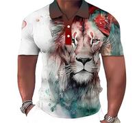 keephen Animal Men's Polo Shirt 3D Wolf Lion Eagle Printed T-Shirt Summer Casual Short Sleeve Lapel Oversized Tops Tees