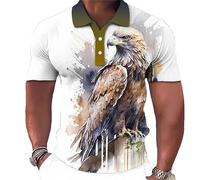 keephen Animal Men's Polo Shirt 3D Wolf Lion Eagle Printed T-Shirt Summer Casual Short Sleeve Lapel Oversized Tops Tees