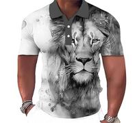 keephen Animal Men's Polo Shirt 3D Wolf Lion Eagle Printed T-Shirt Summer Casual Short Sleeve Lapel Oversized Tops Tees