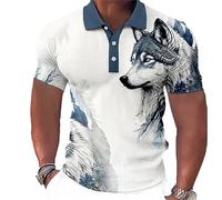 keephen Animal Men's Polo Shirt 3D Wolf Lion Eagle Printed T-Shirt Summer Casual Short Sleeve Lapel Oversized Tops Tees