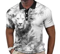keephen Animal Men's Polo Shirt 3D Wolf Lion Eagle Printed T-Shirt Summer Casual Short Sleeve Lapel Oversized Tops Tees