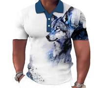 keephen Animal Men's Polo Shirt 3D Wolf Lion Eagle Printed T-Shirt Summer Casual Short Sleeve Lapel Oversized Tops Tees
