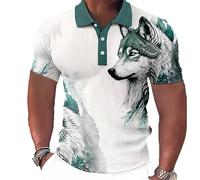 keephen Animal Men's Polo Shirt 3D Wolf Lion Eagle Printed T-Shirt Summer Casual Short Sleeve Lapel Oversized Tops Tees
