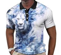 keephen Animal Men's Polo Shirt 3D Wolf Lion Eagle Printed T-Shirt Summer Casual Short Sleeve Lapel Oversized Tops Tees