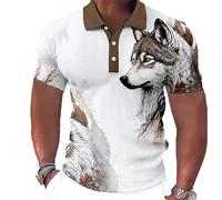 keephen Animal Men's Polo Shirt 3D Wolf Lion Eagle Printed T-Shirt Summer Casual Short Sleeve Lapel Oversized Tops Tees