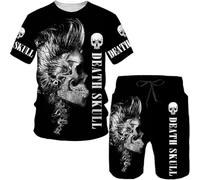 keephen Dark Skull 3D Printed Oversized T-Shirt/Shorts/Sets Men Sportswear Tracksuit Punk Gothic Graphic Tee Tops Streetwear Men's Clothing