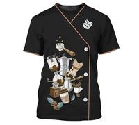 keephen Fashionable Personalized Coffee Shop Uniform Unisex T-Shirt Barista Summer Casual Comfortable Round Neck Short Sleeve Tops