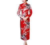 keephen Floral & Peacock Chinese Style Plus Size Qipao S-6XL Elegant 3/4 Sleeve High Split Cheongsam Traditional Dress Gown