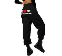 keephen I Love My Boyfriend Joggers Women Funny Letter 3D Printed Jogger Pants Casual Graphic Baggy Sweatpants with Drawstring Streetwear Trousers