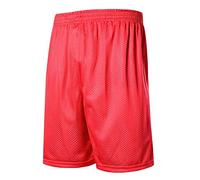 keephen Men's Basketball Shorts Mesh Breathable Sports Training Shorts Fitness Pants Wearable On Both Sides Red and White
