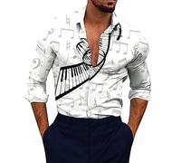 keephen Men's Casual Lapel Collar Shirt Butterfly Graphic Button Down Long Sleeve Shirts Outdoor Street Blouse Shirt