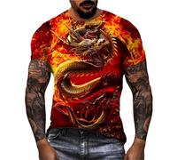 keephen Men's Chinese Dragon 3D Printed T-Shirt Summer Streewear Short Sleeve Tee Tops Round Neck Hip Hop T-Shirts