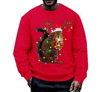 keephen Men's Funny Squirrel Christmas Sweater Gift Sweatshirt Long Sleeve Round Neck Pullover Tops