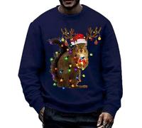 keephen Men's Funny Squirrel Christmas Sweater Gift Sweatshirt Long Sleeve Round Neck Pullover Tops