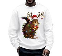 keephen Men's Funny Squirrel Christmas Sweater Gift Sweatshirt Long Sleeve Round Neck Pullover Tops