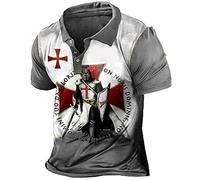 Men's Knights Templar 3D Printed Tee Shirt Polo Shirt Vintage Distressed Short Sleeve Lapel Shirt Tops