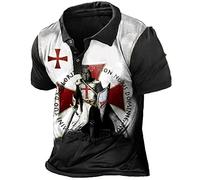 Men's Knights Templar 3D Printed Tee Shirt Polo Shirt Vintage Distressed Short Sleeve Lapel Shirt Tops