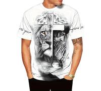 keephen Men's Lion 3D Printed T-Shirt Vintage Graphic T-Shirts Summer Hip Hop Round Neck Short Sleeve T-Shirt