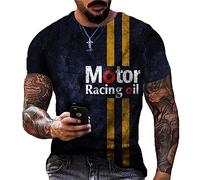 keephen Men's Motor Racing Oil T-Shirt Retro Vintage Athletic Fashion T-Shirt Round Neck Short Sleeve Sports Tops