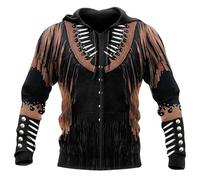 keephen Men's Native American Indian 3D Printed Zip Hoodies Pullover Sweatshirt Hooded Sweatshirt Sportswear Casual Jacket