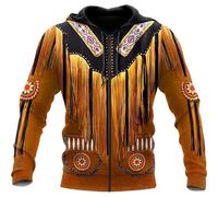 keephen Men's Native American Indian 3D Printed Zip Hoodies Pullover Sweatshirt Hooded Sweatshirt Sportswear Casual Jacket