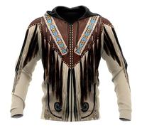 keephen Men's Native American Indian 3D Printed Zip Hoodies Pullover Sweatshirt Hooded Sweatshirt Sportswear Casual Jacket