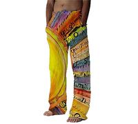 keephen Men's Pajama Lounge Pants Letter Print Casual Loose Fit Baggy Hippy Lounge Pants Lightweight Yoga Trousers