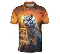 keephen Men's Polo Shirt 3D Printed Animal Tiger Men's Clothing Summer Casual Short Sleeve Loose Plus Size Polo T-Shirt Tops