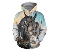 keephen Men's Zip Hoodie Animal Horse 3D Printed Long Sleeve Hooded Sweatshirt Casual Sweater Pullover