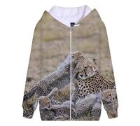 keephen Men's Zip Hoodie Animal Leopard 3D Printed Sweater Casual Pullover Hooded Sweatshirt
