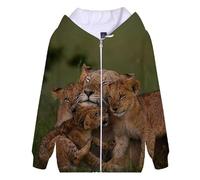 keephen Men's Zip Hoodie Animal Leopard 3D Printed Sweater Casual Pullover Hooded Sweatshirt