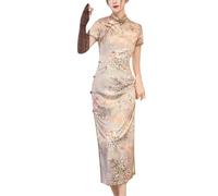 keephen Modern Chinese Traditional Women Satin Qipao Dress Elegant Wedding Party Cheongsam Maxi Dresses
