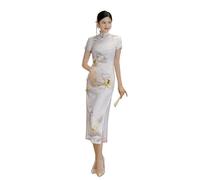 keephen Modern Chinese Traditional Women Satin Qipao Dress Elegant Wedding Party Cheongsam Maxi Dresses