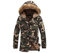 keephen Unisex Winter Long Camo Jackets Women Warm Parka Cotton Lined Longline Camouflage Coats Men Fur Hood Outerwear Plus Size M-5XL