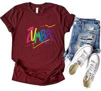 keephen Women Dance T-Shirt Letter Printed Short Sleeves Workout Shirt Casual Top for Samba Cha-Cha Fitness Classes Dance Training