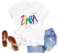 keephen Women Dance T-Shirt Letter Printed Short Sleeves Workout Shirt Casual Top for Samba Cha-Cha Fitness Classes Dance Training