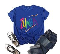 keephen Women Dance T-Shirt Letter Printed Short Sleeves Workout Shirt Casual Top for Samba Cha-Cha Fitness Classes Dance Training