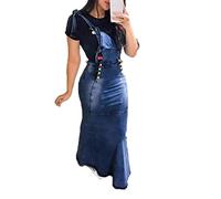 keephen Women's Denim Dress one Piece Denim Skirt Fishtail Skirt Slim Sexy Buttocks