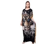 keephen Women's Long Muslim Dress Abaya Plus Size Tiger Eagle Printed Casual Loose Short Sleeve Round Neck Islamic Maxi Dress Kaftan