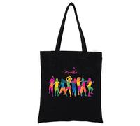 keephen Zumba Print Canvas Tote Bag for Women Black Cotton Shoulder Bag Reusable Bags for Shopping, Groceries, Gift bags,Travel Bag,Shopper Bags