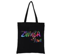 Keephen Zumba Print Canvas Tote Bag for Women - Black Cotton Shoulder Bag - Reusable Shopping, Groceries, Gift, Travel, Gym Bag - 40*35cm