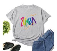 keephen Zumba T-Shirt for Women Printed Short Sleeves Casual Top for 2023 Zumba Classes Dance Fitness Training