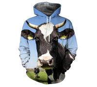 keephenDE Men/Women Highland Cow 3D Printed Animal Fleece Hoodies Dairy Cattle Graphic Drawstring Hooded Sweatshirt with Pocket Pullover Tops