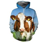 keephenDE Men/Women Highland Cow 3D Printed Animal Fleece Hoodies Dairy Cattle Graphic Drawstring Hooded Sweatshirt with Pocket Pullover Tops