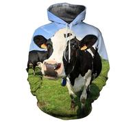 keephenDE Men/Women Highland Cow 3D Printed Animal Fleece Hoodies Dairy Cattle Graphic Drawstring Hooded Sweatshirt with Pocket Pullover Tops