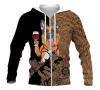 keephenDE Men's Hoodie German Shepherd 3D Printed Animal Dog Pullover Hooded Women Sweatshirt Fashion Unisex Zipper Jacket Coat