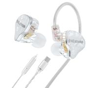 keephifi Hzsound White Snow Wired Headphones USB C, 10MM LCP+PU Diaphragm in Ear Headphones Resin-drip Mold, Gaming Earbuds Type C IEMs Positional Audio Location for Singer, Audiophile